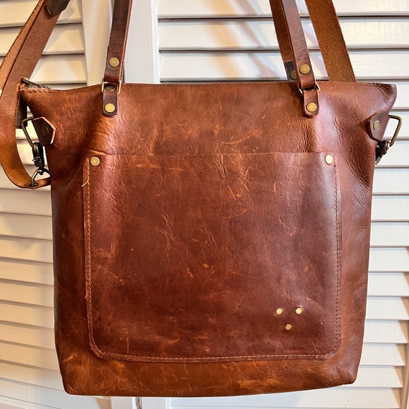 In Blue Handmade Leather Tote Bag - Picture 2 of 10